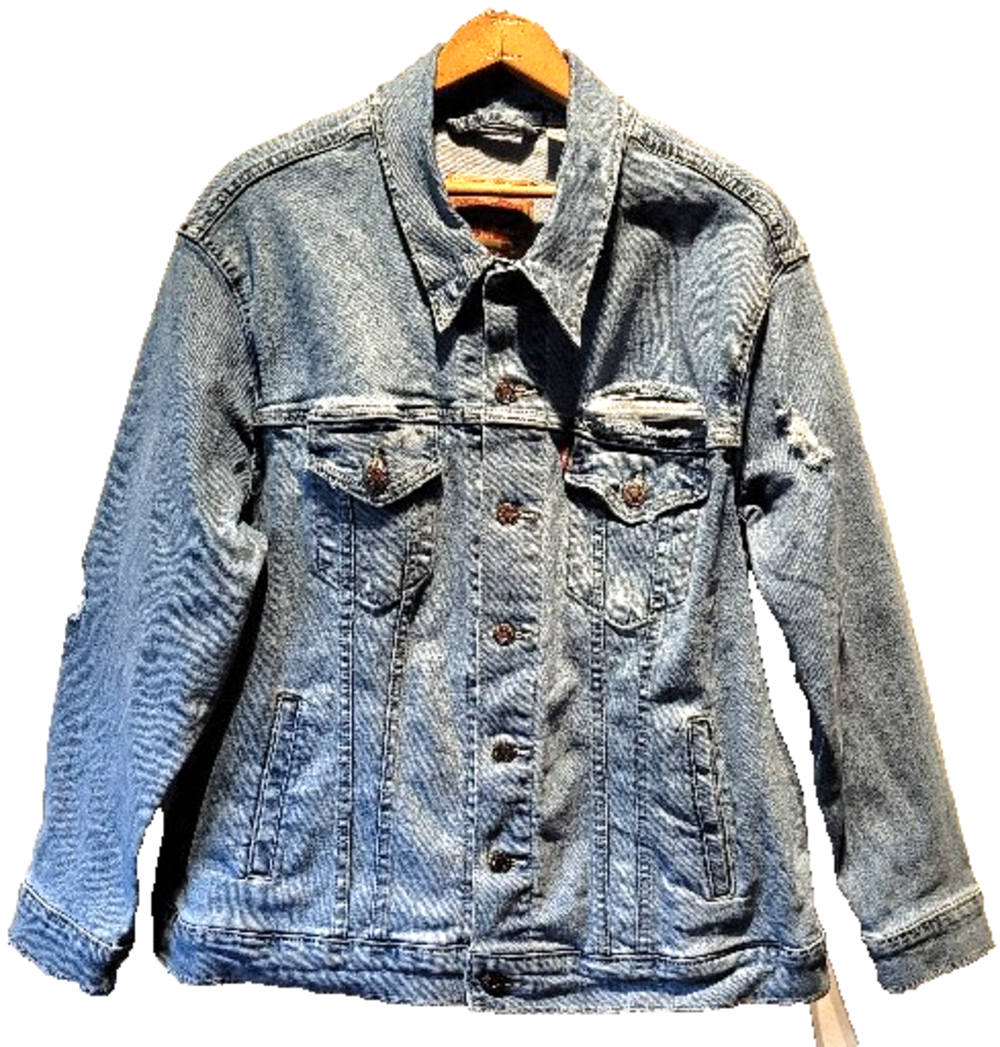 Levi's Red Tag Distressed Original Trucker's Jacket Medium Blue Wash Men's 2 XL